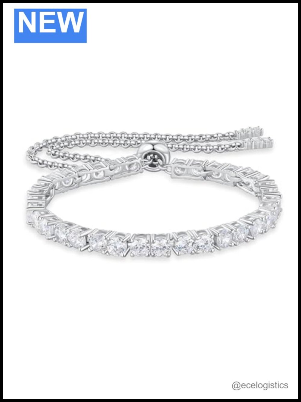 Moissanite Tennis Bracelet 3MM 3.56Ct 925 Sterling Silver Adjustable
